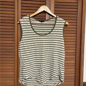 Banana Republic Olive and Gray Striped Tank Top